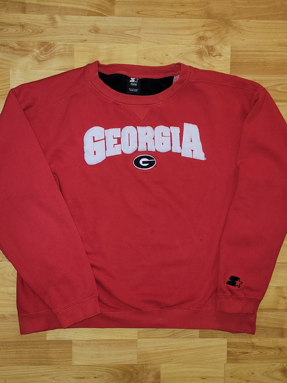 STARTER Georgia Bulldogs NCAA Rare Red Crewneck Longsleeve Sweatshirt, XL